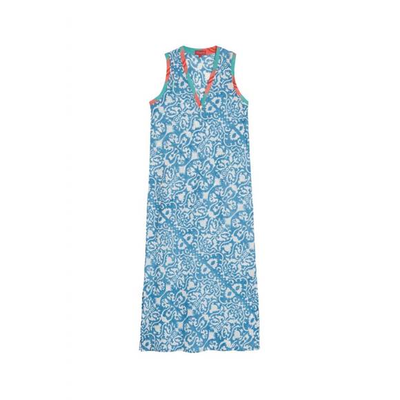 NEW LISA CORTI cheack dress with damask print in blue print - Picture 4 of 4